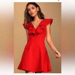 NWT Divine Darling Red Ruffled Skater Dress, XL